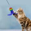 PET SHOW 5 Pack 1.4" Cat Feather Toys Balls with Bell Soft EVA Foam Colorful Rainbow Toy Balls Interactive Kitten Cats Pets Indoor Outdoor Play Activity Chase Training - Image 2
