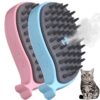 Cat Steam Brush, 3 in 1 Cat Steamy Brush, Silicone Massage Grooming Brush, Pet Hair Self Cleaning Brush Comb for Cats Dogs(Blue/Pink Whale)